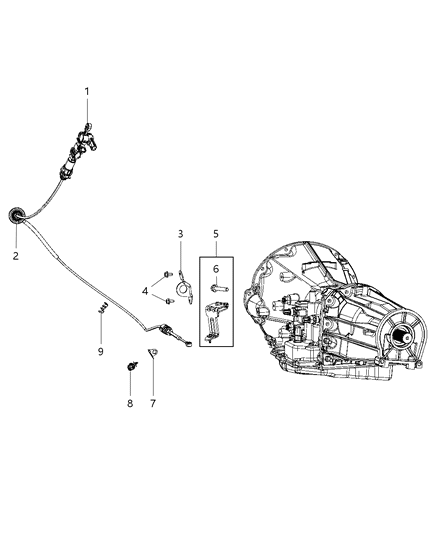 2011 Ram 1500 Gearshift Lever , Cable And Bracket Diagram 2