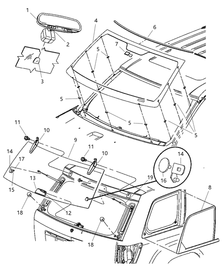 2006 Jeep Grand Cherokee Glass-Quarter Window Diagram for 55394168AA