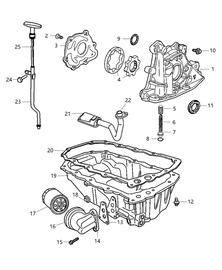 2007 Chrysler PT Cruiser Engine Oiling Pump , Pan And Filter Diagram 2