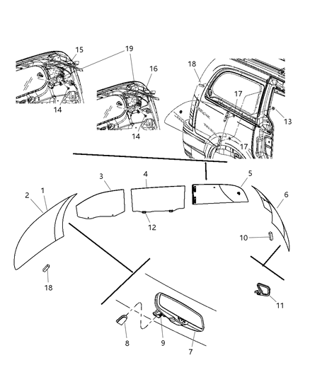 2008 Chrysler Town & Country Quarter Window Motor Diagram for 5191097AA