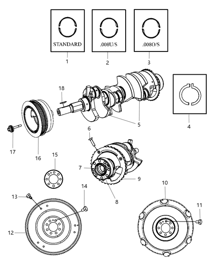 2011 Dodge Challenger Bearing-Crankshaft Diagram for 68102975AA