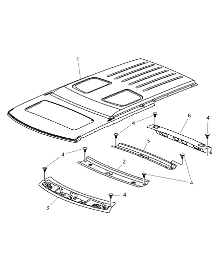 2008 Jeep Commander Roof-Roof Diagram for 55396509AE