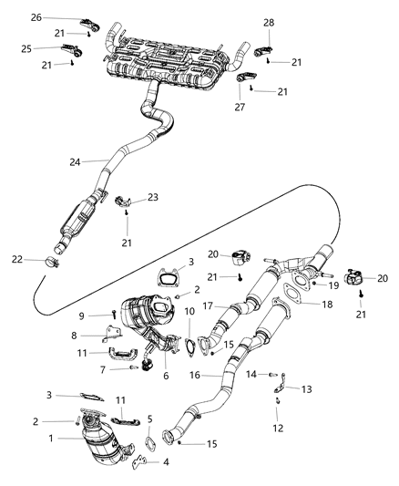 2016 Chrysler 200 Catalytic Converter Diagram for 68105874AF