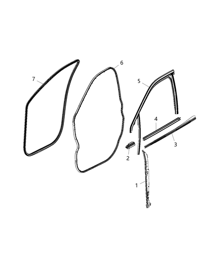 2019 Jeep Compass Weatherstrips - Front Door Diagram