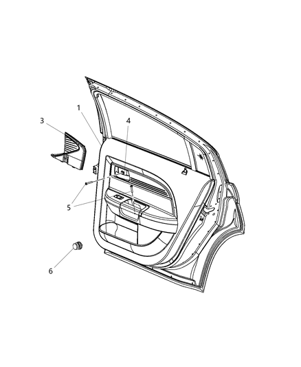 2012 Chrysler 200 Rear Door Trim Panel Diagram
