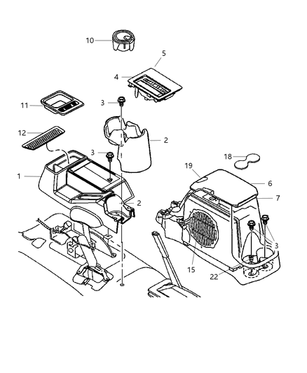 2005 Jeep Wrangler Console-Floor Diagram for WS46XDVAD