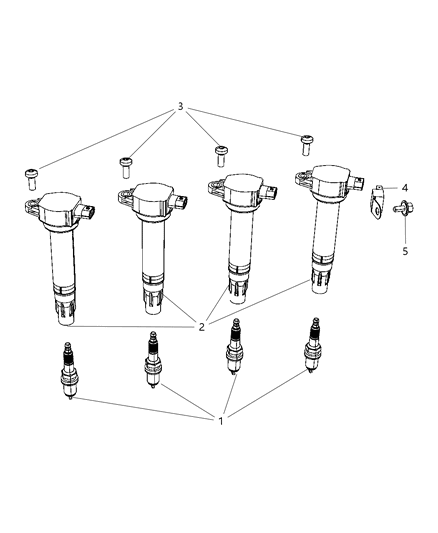 2010 Chrysler Sebring Spark Plugs & Ignition Coil Diagram 1