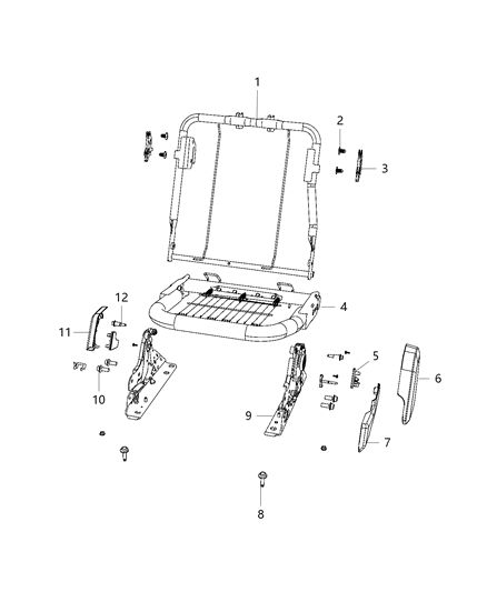 2019 Ram 3500 Cab Chassis(<10K lb.) Second Row - Adjusters, Recliners, Shields And Risers Diagram 2