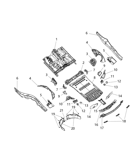 2015 Dodge Durango Pan-Center Floor Diagram for 68185705AC