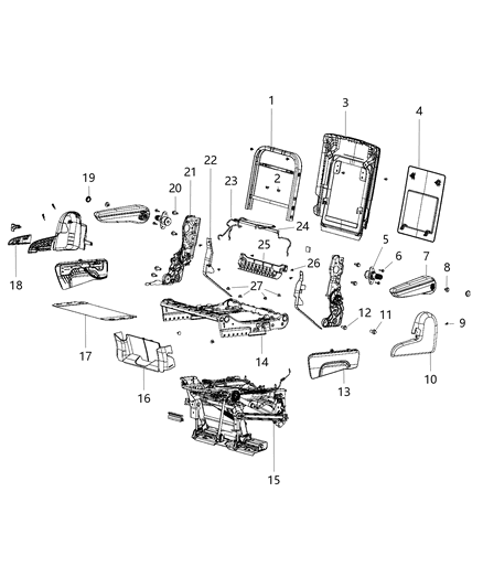 2020 Dodge Grand Caravan Second Row - Adjusters, Recliners, Shields And Risers Diagram 3