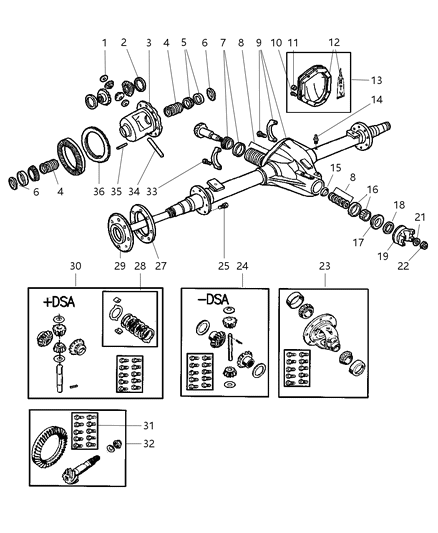 2002 Dodge Ram 2500 Axle, Rear, With Differential And Housing Diagram 3