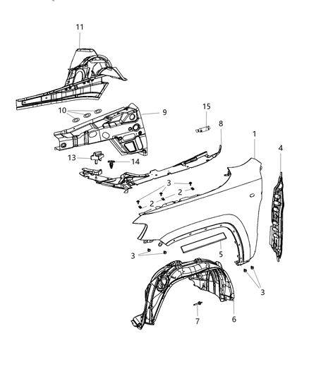 2011 Jeep Grand Cherokee SILENCER-WHEELHOUSE Diagram for 55079292AD