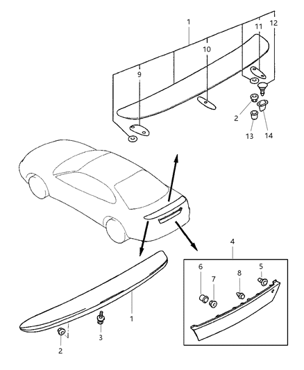 2000 Dodge Avenger Rear End Structure & Spoiler Diagram