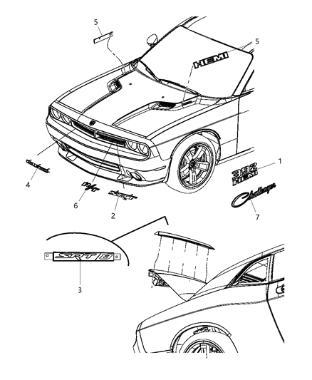 2011 Dodge Challenger Nameplate Diagram for 68085330AA