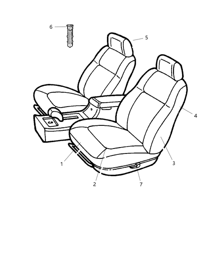 2002 Dodge Intrepid Seat Back-Front Diagram for WT191T5AA