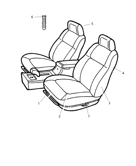 2002 Dodge Intrepid Seat Back-Front Diagram for WT191DVAA