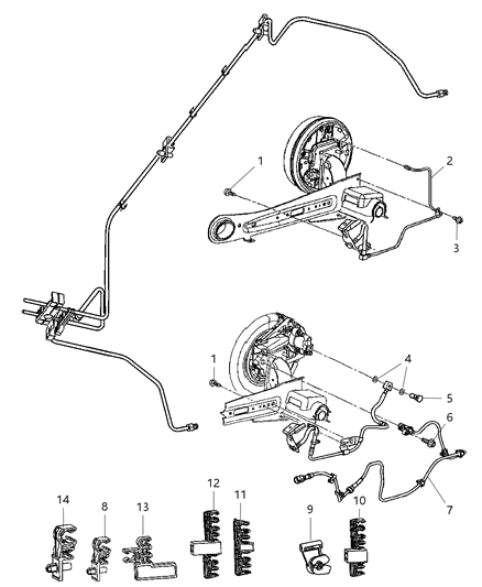 2010 Chrysler PT Cruiser Brake Tubes, Rear Diagram