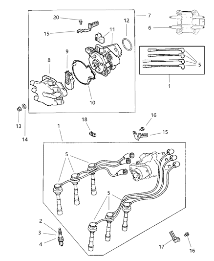 1998 Chrysler Sebring Spark Plugs, Ignition Cables And Coils Diagram