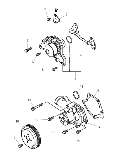 2001 Chrysler Sebring Coupe Water Pump & Related Parts Diagram
