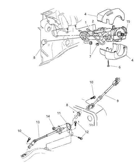 1997 Jeep Wrangler Column, Steering Upper And Lower Diagram