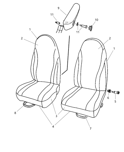 2004 Dodge Dakota Seat Back-Front Seat Diagram for ZY671DVAA