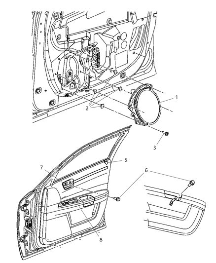 2007 Chrysler 300 Door, Front Bezels & Speakers Diagram