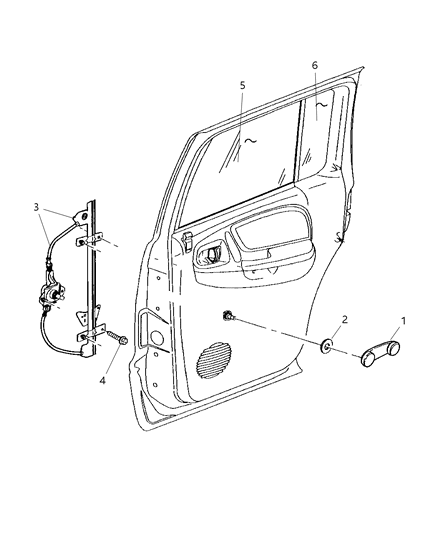 2003 Dodge Dakota Rear Door Window Regulator Diagram for 55256572AG