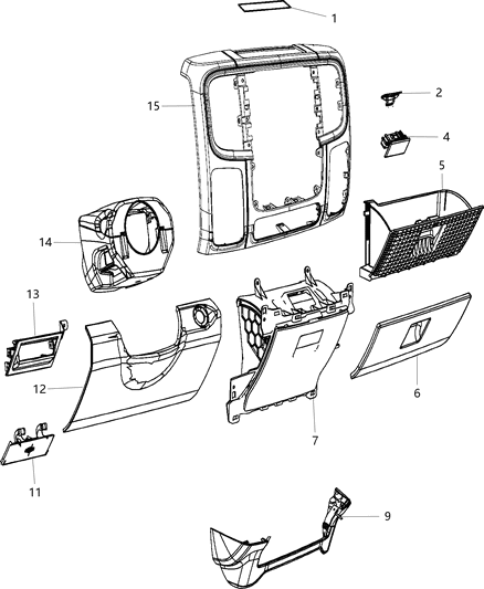 2015 Ram 3500 Pickup Instrument Panel Trim Diagram 1