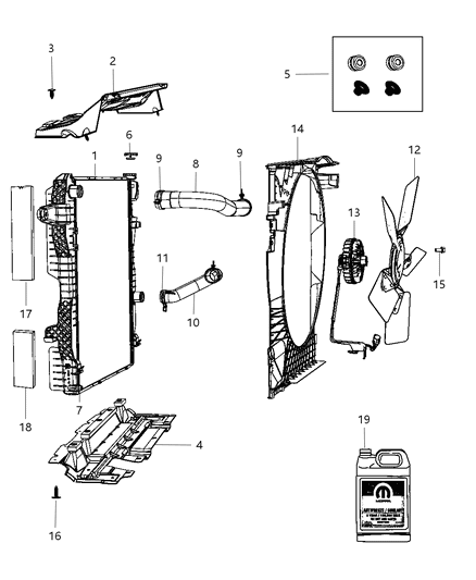 2012 Ram 3500 Cab Chassis Radiator & Related Parts Diagram 1