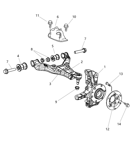 2009 Dodge Sprinter 3500 Steering Knuckle , Front Right Diagram for 68050286AA