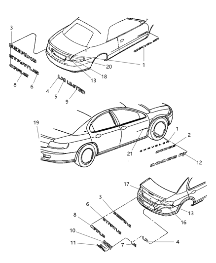 2004 Dodge Stratus NAMEPLATE-Es Diagram for 4805183AB