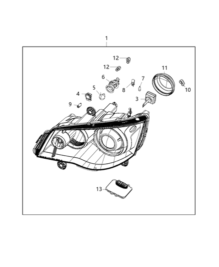 2016 Chrysler Town & Country Park And Turn Headlamp Right Diagram for 5113334AF