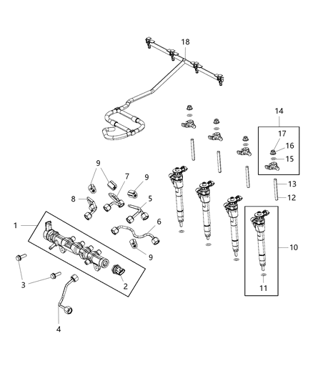 2020 Jeep Cherokee Fuel Rail & Injectors Diagram 1