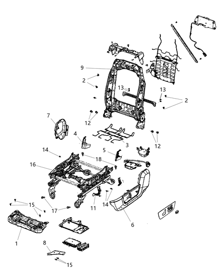 2009 Dodge Ram 1500 Adjusters, Recliners & Shields - Driver Seat - Manual Diagram