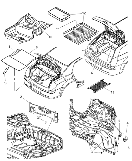 2008 Dodge Magnum Carpet - Luggage Compartment Diagram