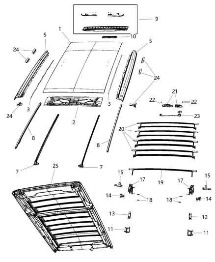 2020 Jeep Wrangler Top-Canopy Diagram for 68371746AB