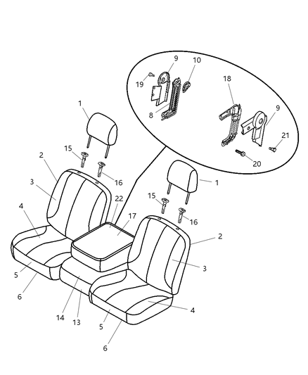 2008 Dodge Ram 1500 Front Seat - Split Seat Diagram 2