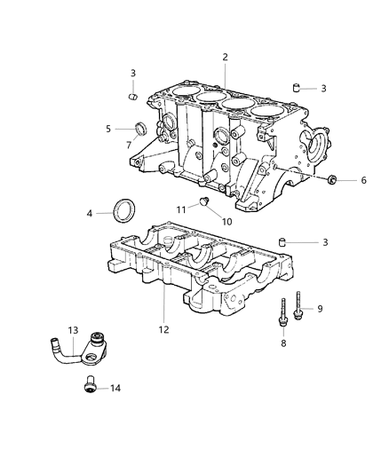 2009 Chrysler PT Cruiser Engine-Short Block Diagram for 5114430AD