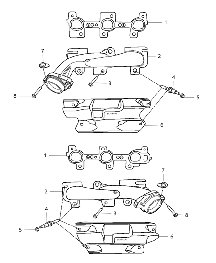2009 Jeep Commander Exhaust Manifolds & Heat Shields Diagram 1