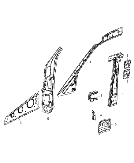 2007 Dodge Sprinter 3500 Panel-COWL Side Diagram for 68009200AA