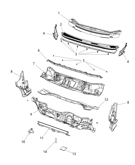 2017 Jeep Cherokee Cowl, Dash Panel & Related Parts Diagram