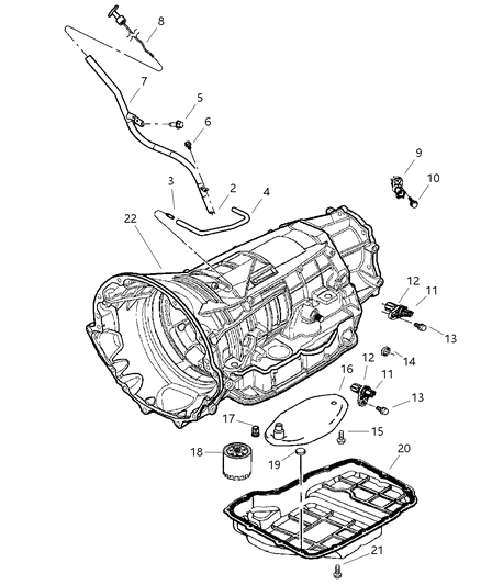 2006 Jeep Liberty Transmission Case & Extension & Related Parts Diagram 5