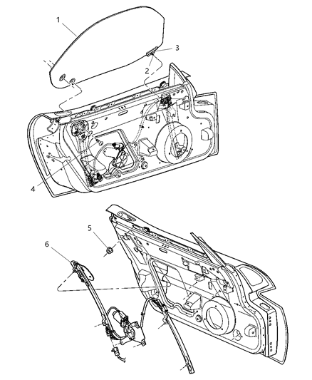 2003 Dodge Viper Front Door Window Regulator Diagram for 4865611AB