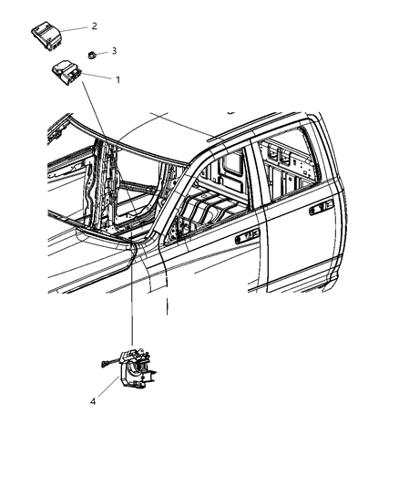 2013 Ram 3500 Cab Chassis Air Bag Modules Impact Sensor & Clock Springs Diagram