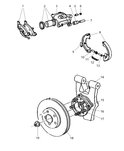 2001 Chrysler Prowler Brakes, Rear Diagram