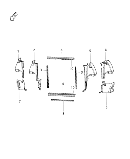 2013 Dodge Charger Radiator Seals, Shields, Baffles, And Shrouds Diagram