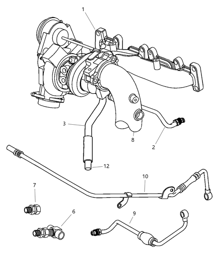 2003 Dodge Stratus Turbo , Oil Feed & Water Lines Diagram