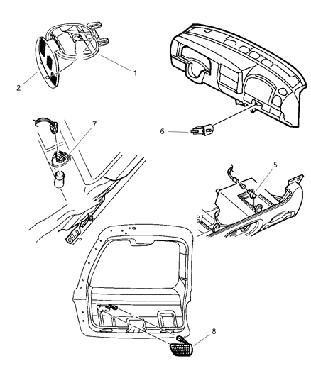 2000 Dodge Durango Lamps - Dome-Courtesy-Reading Diagram