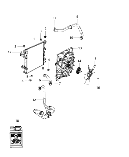 2014 Ram 1500 Radiator & Related Parts Diagram