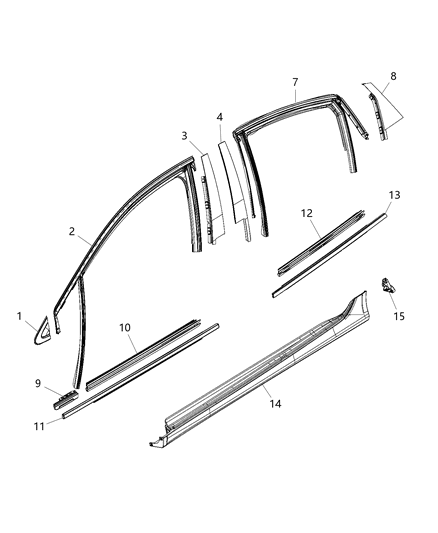 2015 Chrysler 200 WEATHERSTRIP-Front Door Glass Diagram for 68159993AB